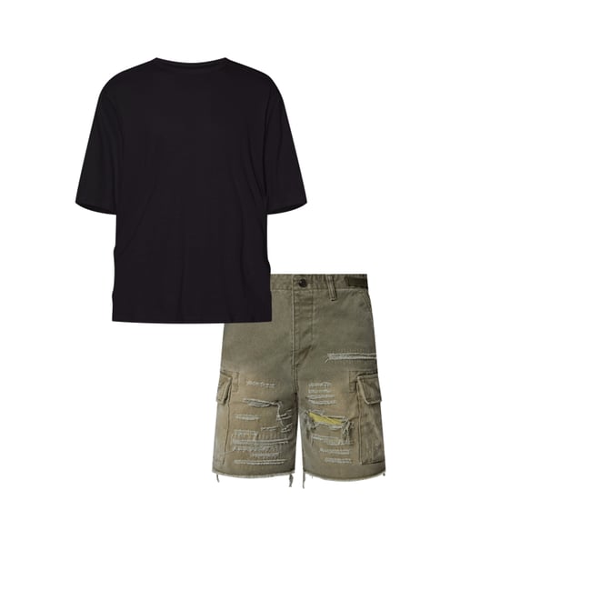 Distressed Cargo Shorts - Olive | mnml | shop now