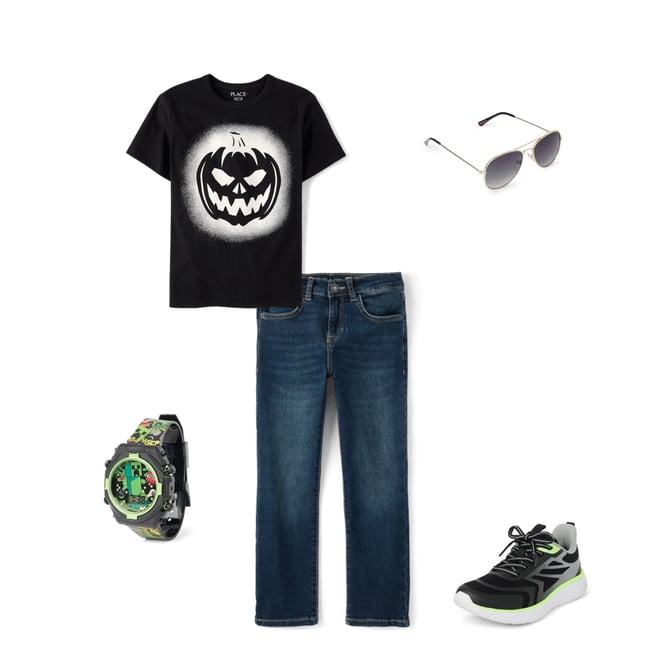 1st bundle featuring 4 items which compliment Boys Glow Pumpkin Face Graphic Tee