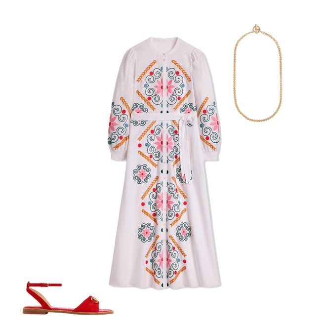 6th bundle featuring 2 items which compliment Ruby Linen Blend Shirt Dress-White Embroidery