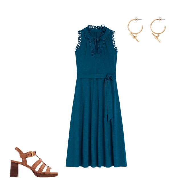 1st bundle featuring 2 items which compliment Aria Broderie Trim Midi Dress-Harbour Blue
