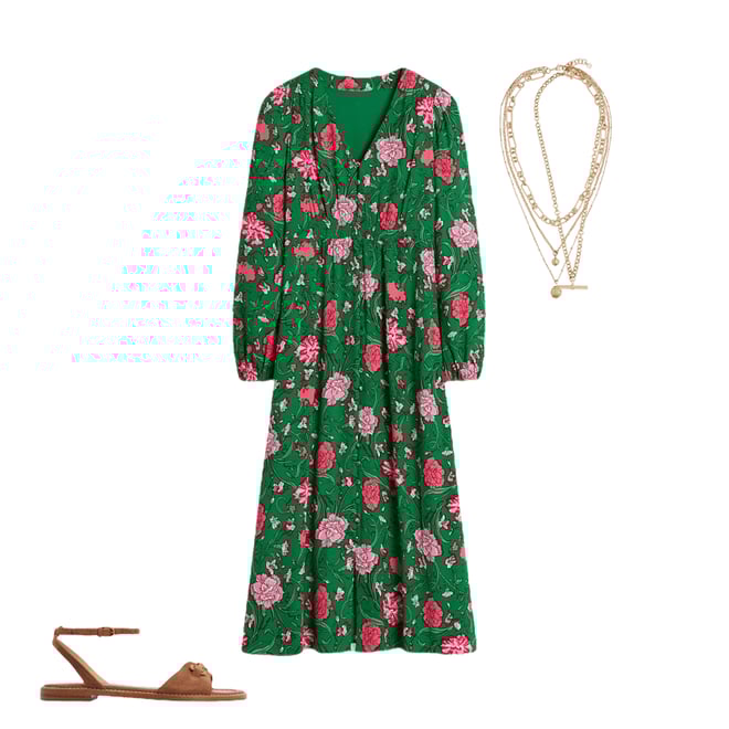 1st bundle featuring 3 items which compliment Cynthia Button Tea Dress-Rich Emerald, Carnation Vine