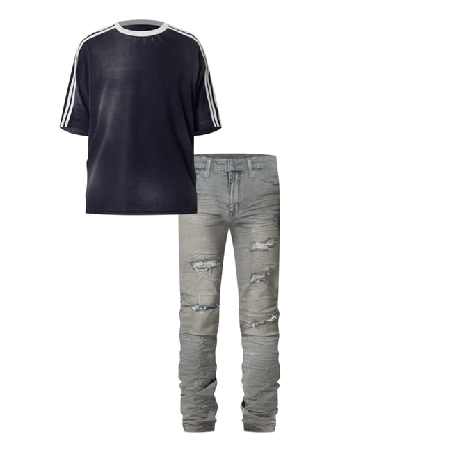 ※残り僅か※【MNML】STRIPED SOCCER Tシャツ Striped Soccer Tee - Black | mnml | shop now