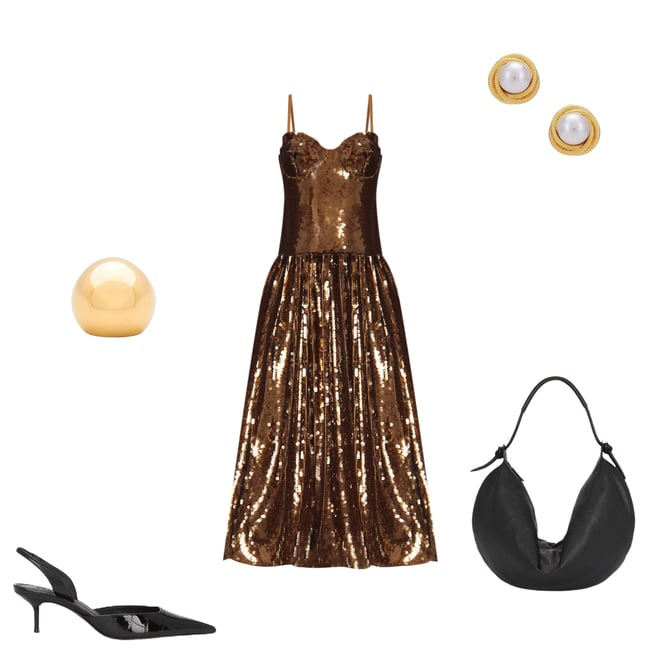 3rd bundle featuring 4 items which compliment Sequin Midi Dress