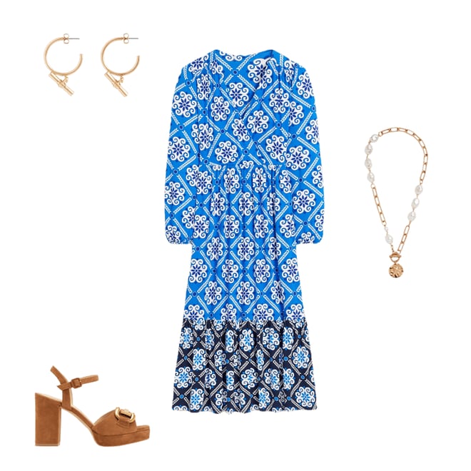 1st bundle featuring 3 items which compliment Tie Wrap Tier Maxi Dress-Cerulean Blue, Baroque Tile