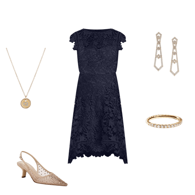 Eliza j asymmetrical lace fit & flare dress hotsell