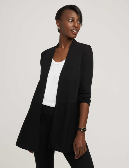 Monterey Open-Front Cardigan in Black | Anne Klein