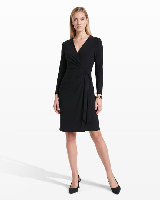 anne klein faux leather dress Mock Neck Shift Dress