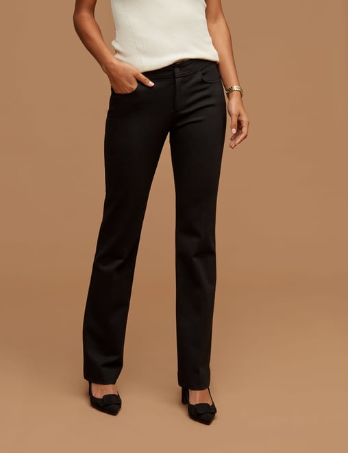 Fly Front Bootleg Pant in Black | Anne Klein