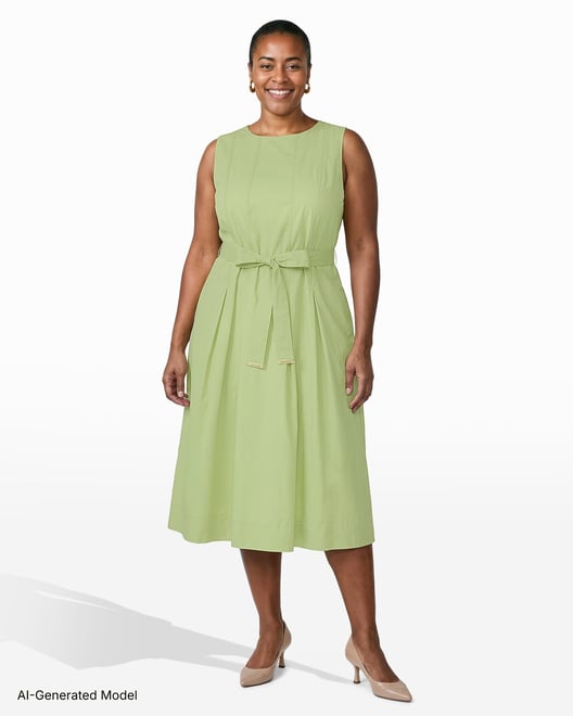 ワンピース ANDMARY Anne knit dress Plus Size Jewel Neck Midi Dress | Anne Klein