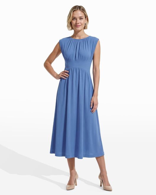 Anne Klein Pebble Jersey Shirred Midi Dress