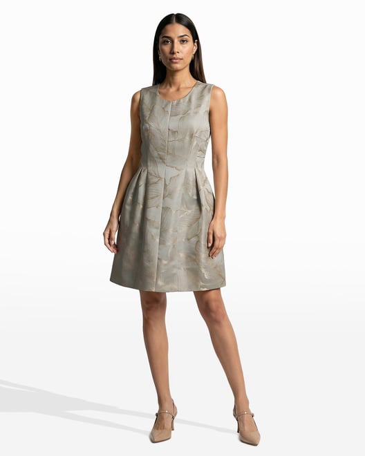 Anne Klein Seamed Jacquard A-Line Dress