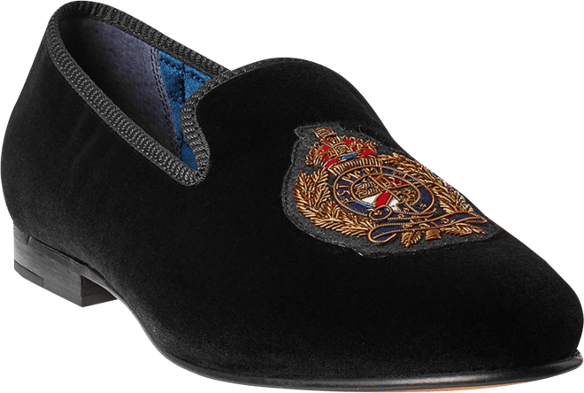 Polo Ralph Lauren Men's Paxton Crest Velvet Slipper | Bloomingdale's