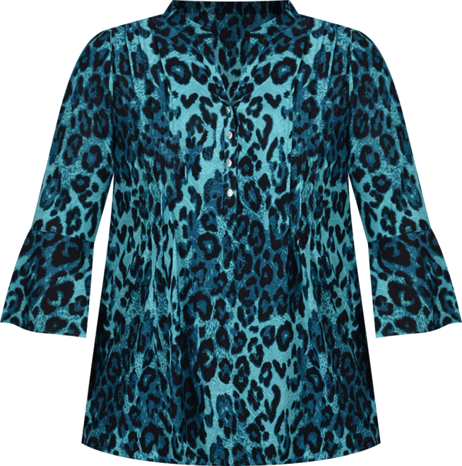 Plus Size Pleat Front Y-Neck Top