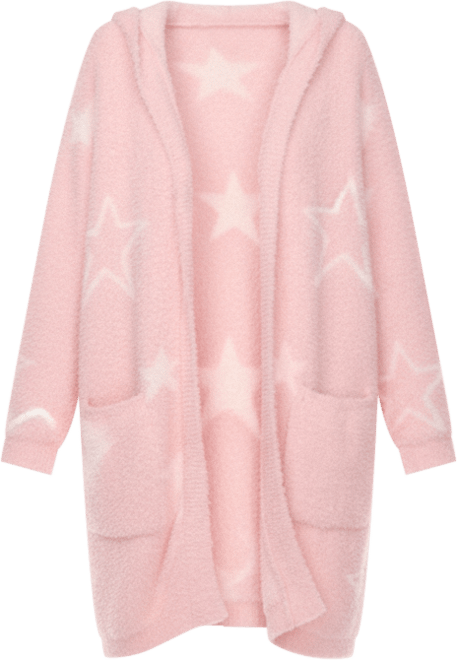 Women's Hooded Open Front Sherpa Coat