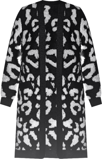 Women's Leopard Print Open Front Sherpa Cardigan