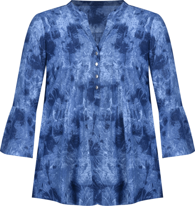 Plus Size Pleat Front Y-Neck Top