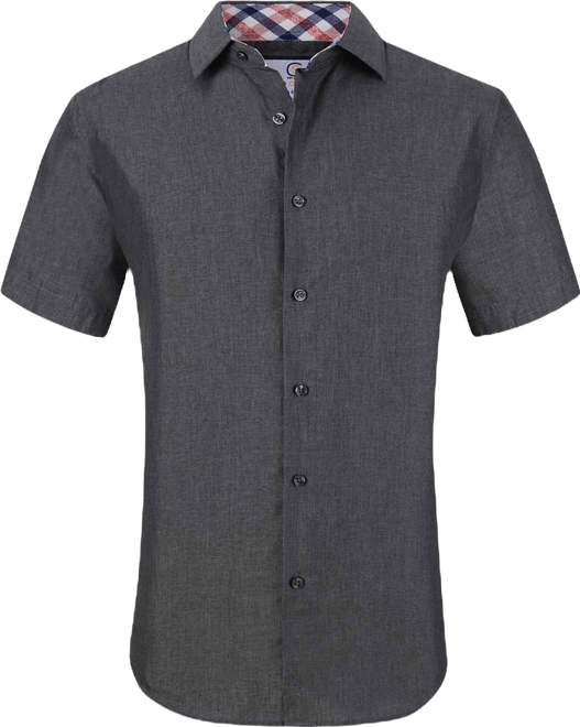 Men's Slim Fit Linen Look Short Sleeve Button Down Shirt