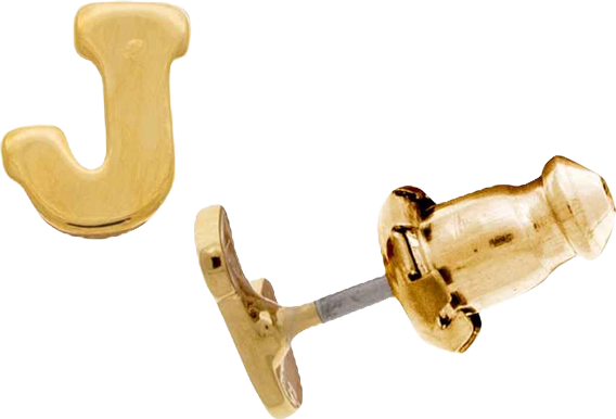 14K Gold-Dipped Initial Button Earrings