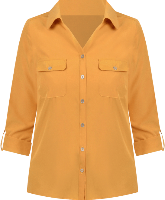 Women's 3/4 Roll Tab Blouse with Pockets