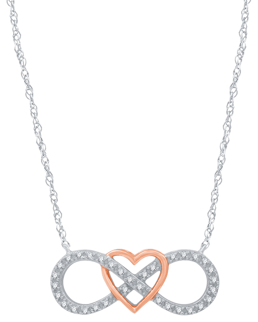 50% off!! Genuine White Diamond cheapest 14K Rose Gold Over Silver Heart Necklace