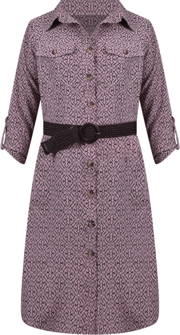 Women's 3/4 Roll Tab Sleeve Shirt Dress