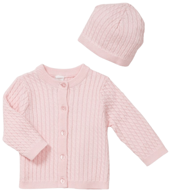 Girls Cable Knit Cardigan in Pink
