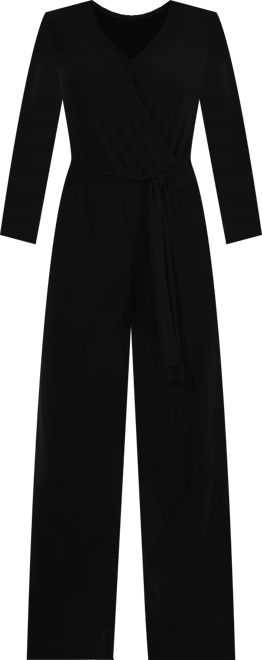 Women's 3/4 Sleeve Belted Jumpsuit