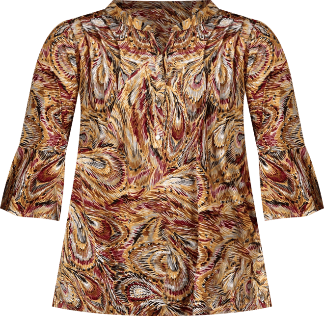 Plus Size Pleat Front Y-Neck Top