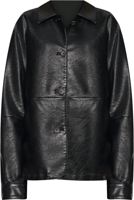 Women's Faux Leather Relaxed Vintage Look Blazer