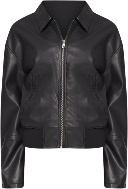Women's Faux Leather Lightweight Bomber Jacket
