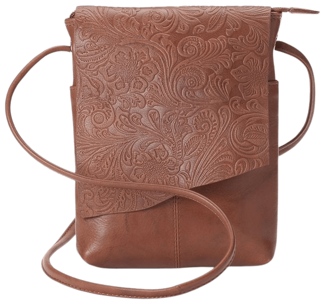 ili RFID-Blocking Floral Embossed Leather Flap Crossbody Bag