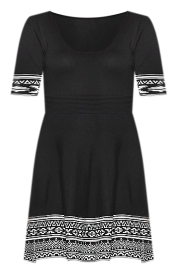 Nina Leonard Two-tone Fit & Flare Sweater Dress in Black