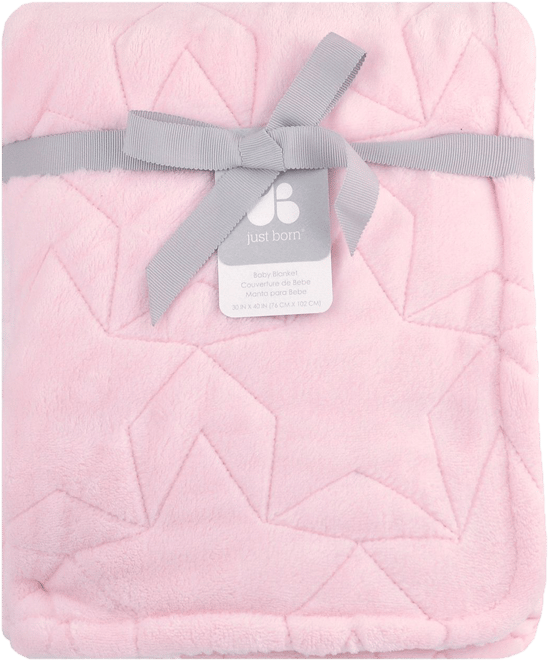 Just Born Pink Star Plush Blanket