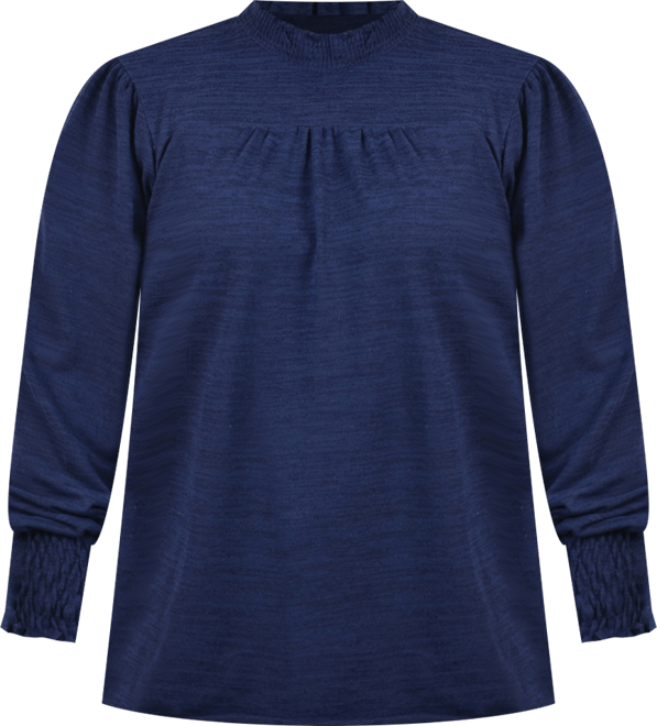 Plus Size Long Sleeve Top with Smocking Details