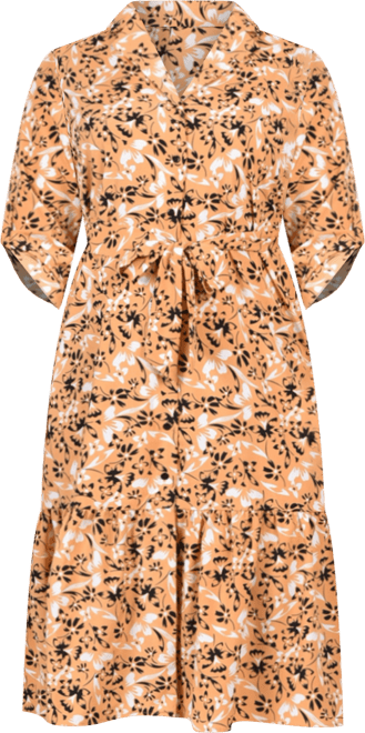 Plus Size Tiered Dress with Belt