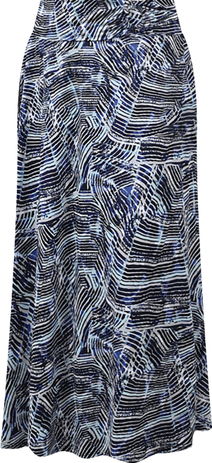 Plus Size Maxi A-Line Skirt with Front Faux Belt