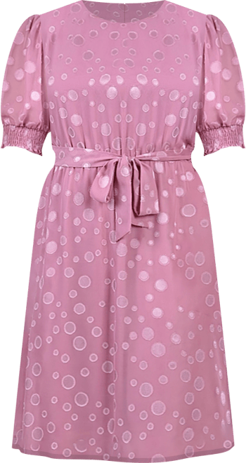 Plus Size Elbow Sleeve Swiss Dot Dress