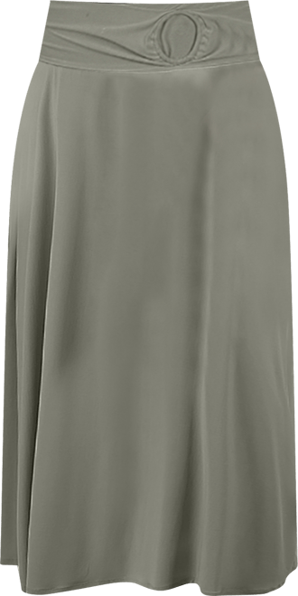 Plus Size Maxi A-Line Skirt with Front Faux Belt