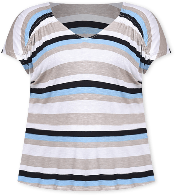 Plus Size Short Sleeve Striped V-neck Top