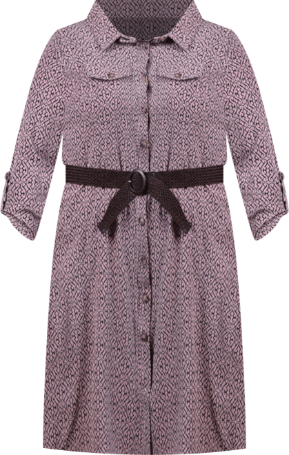 Plus Size 3/4 Roll Tab Sleeve Shirtdress