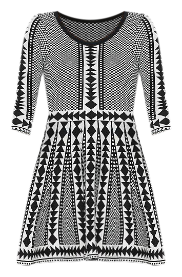 NINA LEONARD Black & White Sweater Knit Fit & Flare Dress,Geometrical  Print~Smal - Conseil scolaire francophone de Terre-Neuve et Labrador