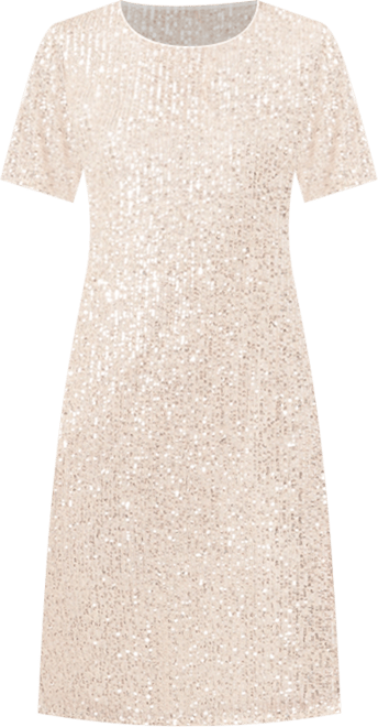 Women's Short Sleeve Scoop Neck Sequin Dress