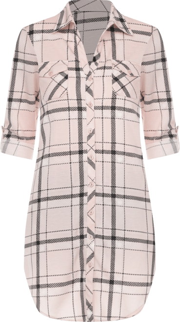 Women's Plaid Tunic Top Shirt
