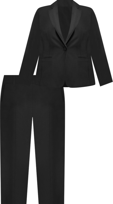 Plus Women's Notched-Lapel Blazer Pants Suit Set