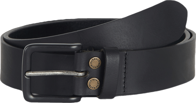 Men's Double Rivet Leather Belt with Tonal Buckle