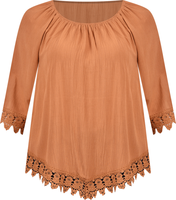 Petite Size 3/4 Sleeve Peasant Blouse