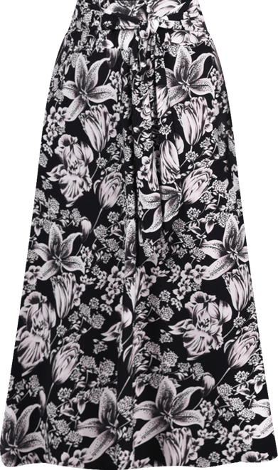 Petite Printed Maxi Skirt with Sash Waist Tie