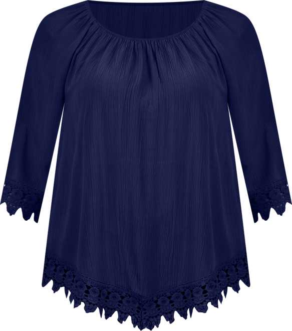 Petite Size 3/4 Sleeve Peasant Blouse