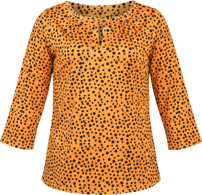 Petite Size 3/4 Sleeve Grommet Top