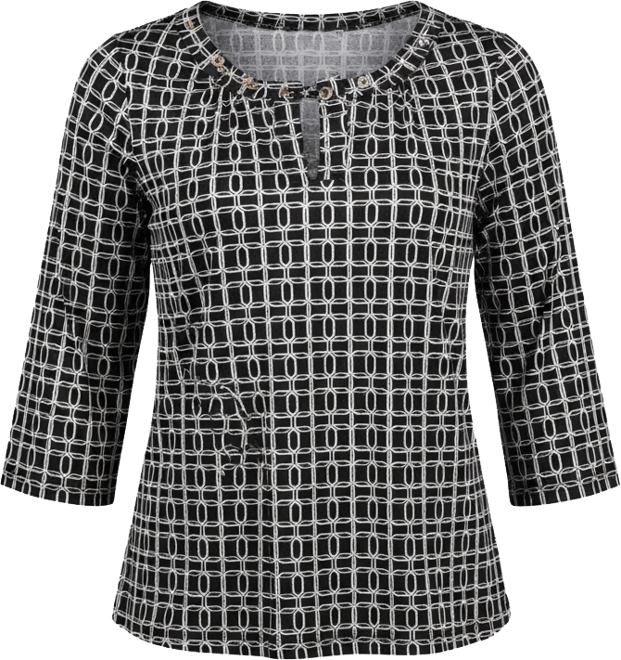 Petite Size 3/4 Sleeve Grommet Top